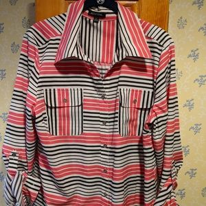 Striped button down blouse